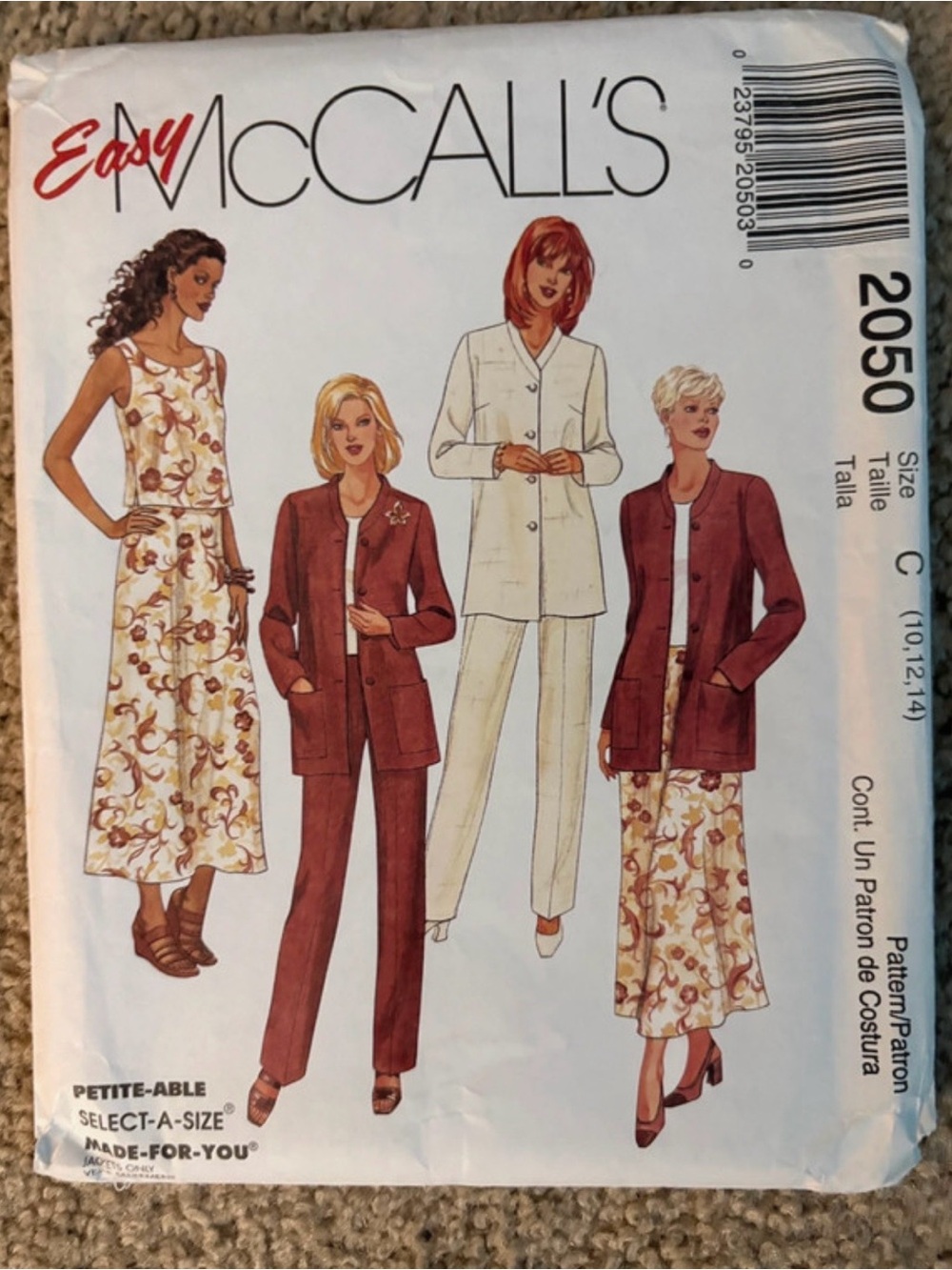 Easy McCall’s Pattern 2050 C for Misses’ Complete Outfit